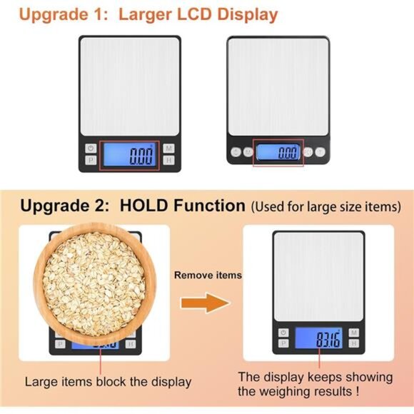 0.01g/1kg Upgraded Small Digital Scale, USB Rechargeable, with Larger - Picture 3 of 8
